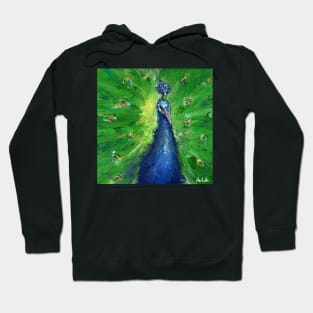 Grungy Semi Abstract Peacock Painting Hoodie